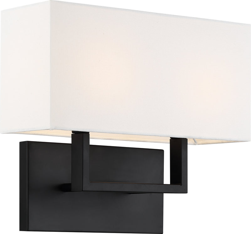 Nuvo Lighting 60-6719 Two Light Vanity, Aged Bronze / White Fabric