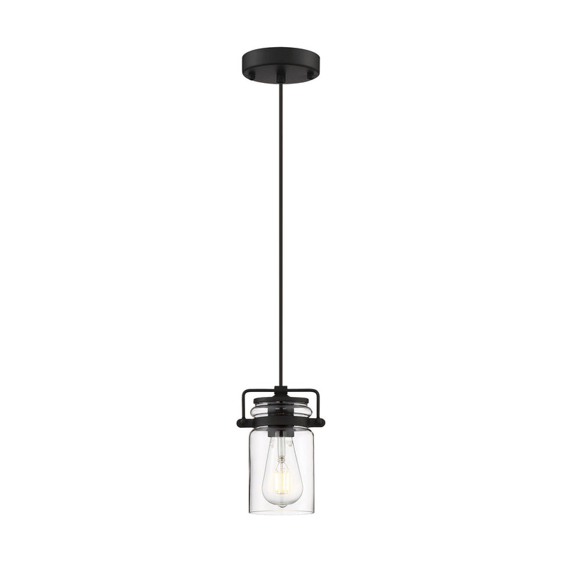 Nuvo Lighting 60-6732 One Light Mini Pendant, Matte Black / Clear Glass