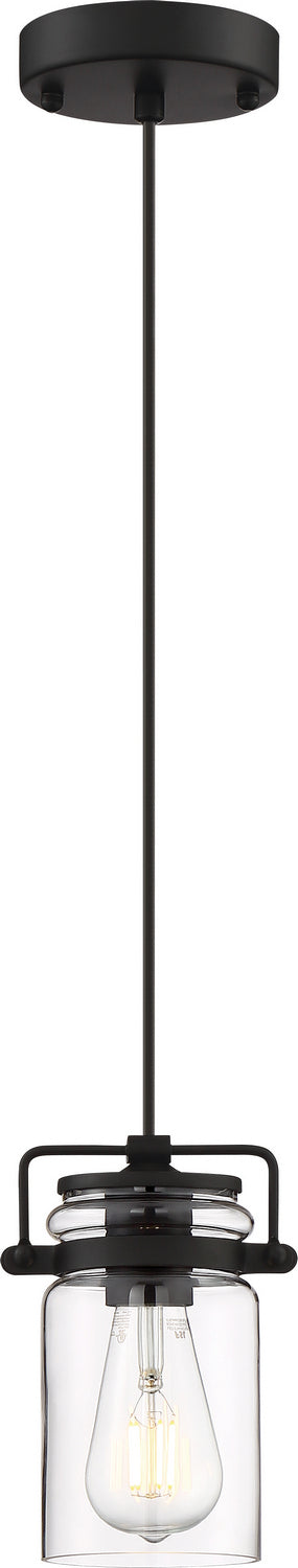 Nuvo Lighting 60-6732 One Light Mini Pendant, Matte Black / Clear Glass