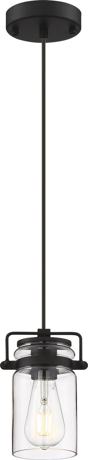 Nuvo Lighting 60-6732 One Light Mini Pendant, Matte Black / Clear Glass