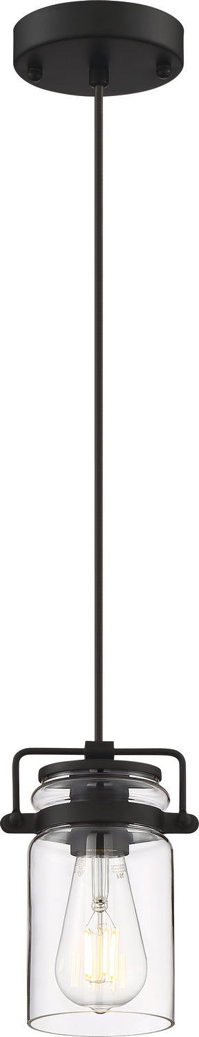 Nuvo Lighting 60-6732 One Light Mini Pendant, Matte Black / Clear Glass