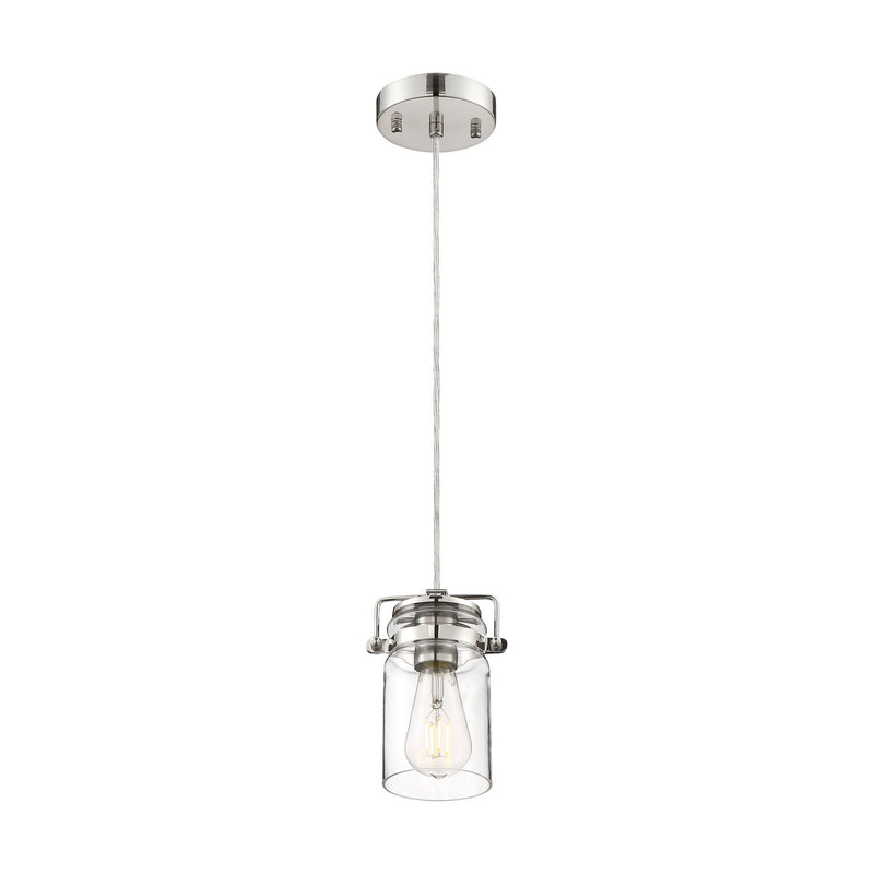 Nuvo Lighting 60-6734 One Light Mini Pendant, Polished Nickel / Clear Glass