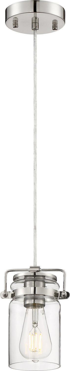 Nuvo Lighting 60-6734 One Light Mini Pendant, Polished Nickel / Clear Glass