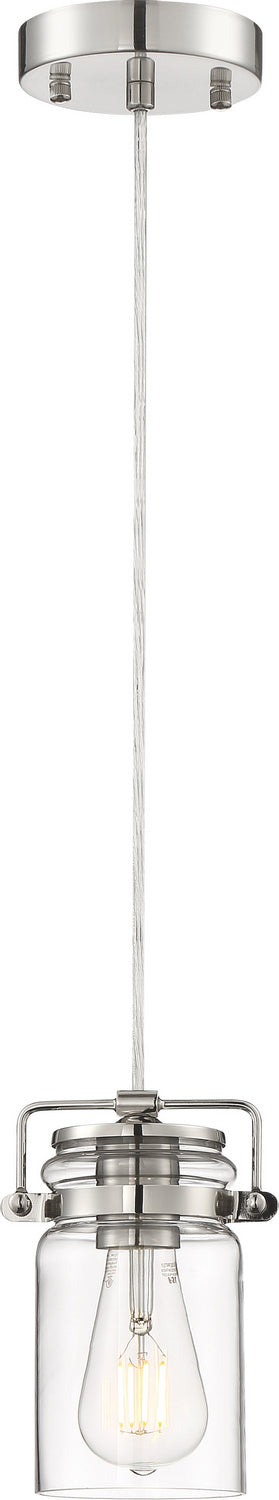Nuvo Lighting 60-6734 One Light Mini Pendant, Polished Nickel / Clear Glass