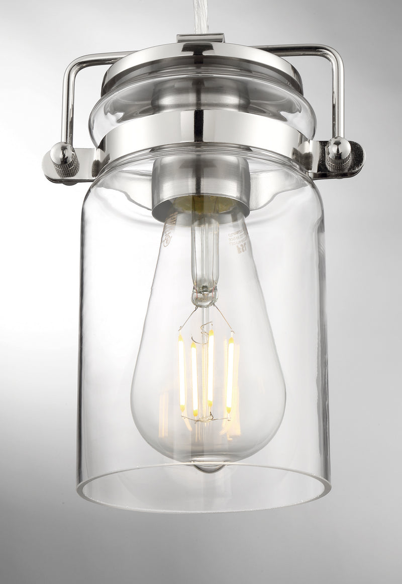Nuvo Lighting 60-6734 One Light Mini Pendant, Polished Nickel / Clear Glass