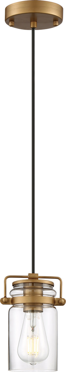 Nuvo Lighting 60-6735 One Light Mini Pendant, Vintage Brass / Clear Glass