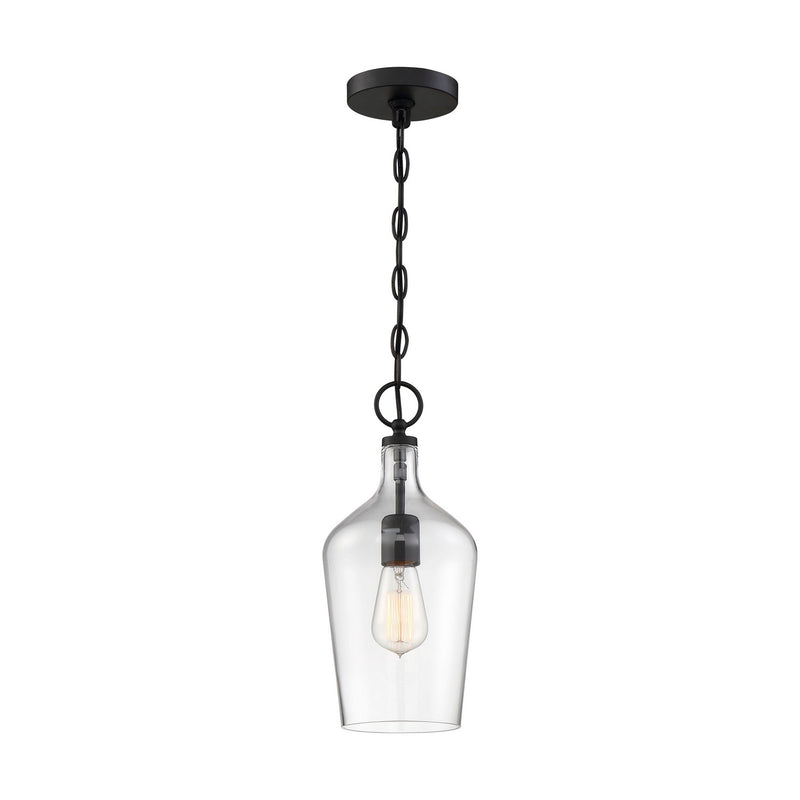 Nuvo Lighting 60-6749 One Light Pendant, Matte Black / Clear Glass