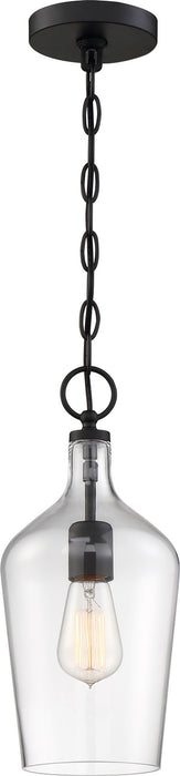 Nuvo Lighting 60-6749 One Light Pendant, Matte Black / Clear Glass