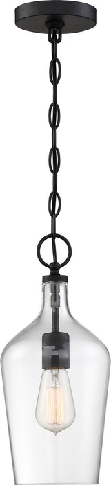 Nuvo Lighting 60-6749 One Light Pendant, Matte Black / Clear Glass