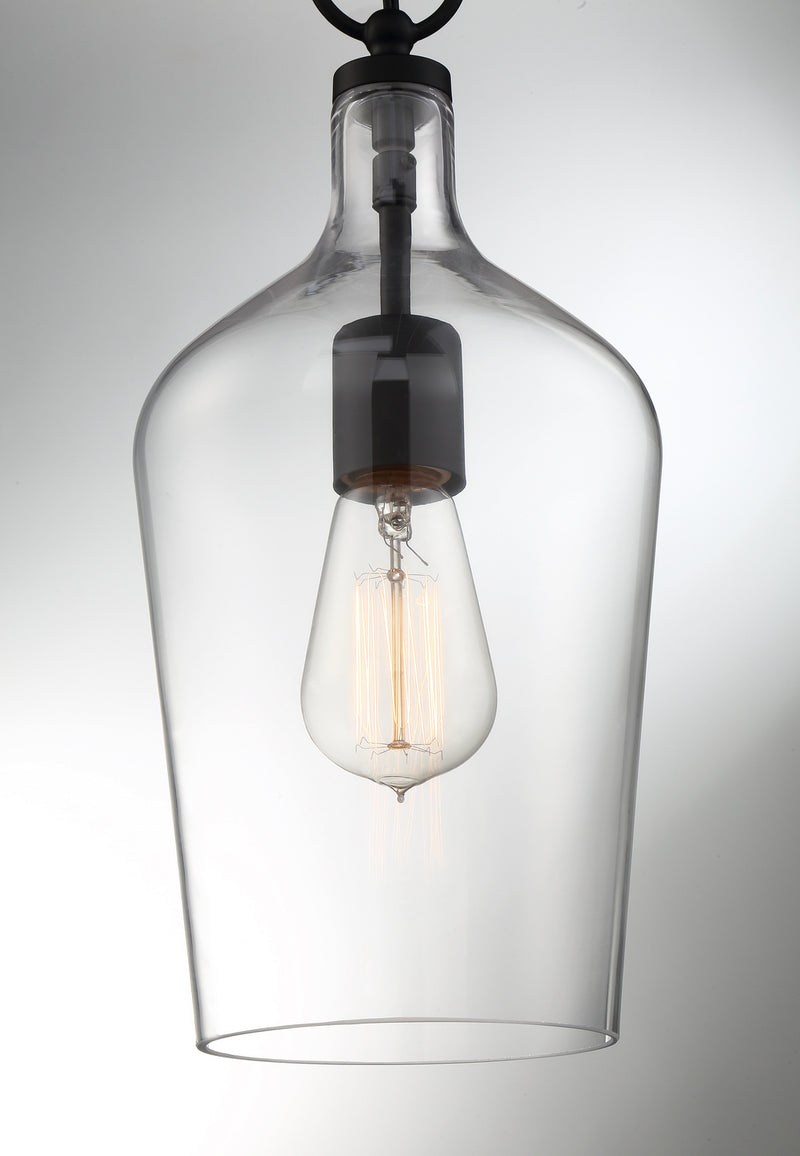 Nuvo Lighting 60-6749 One Light Pendant, Matte Black / Clear Glass