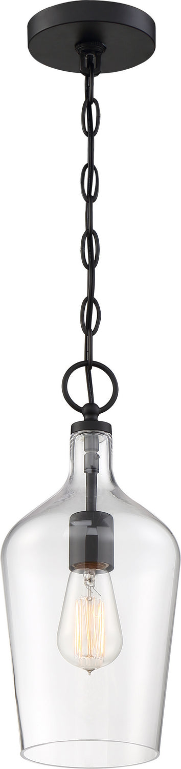 Nuvo Lighting 60-6749 One Light Pendant, Matte Black / Clear Glass