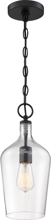 Nuvo Lighting 60-6749 One Light Pendant, Matte Black / Clear Glass