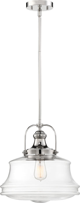 Nuvo Lighting 60-6758 One Light Pendant, Polished Nickel / Clear Glass