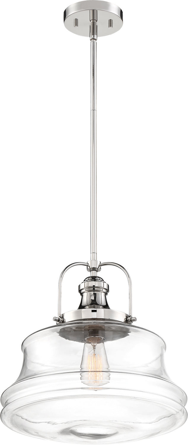 Nuvo Lighting 60-6758 One Light Pendant, Polished Nickel / Clear Glass
