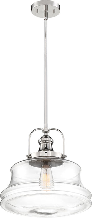 Nuvo Lighting 60-6758 One Light Pendant, Polished Nickel / Clear Glass
