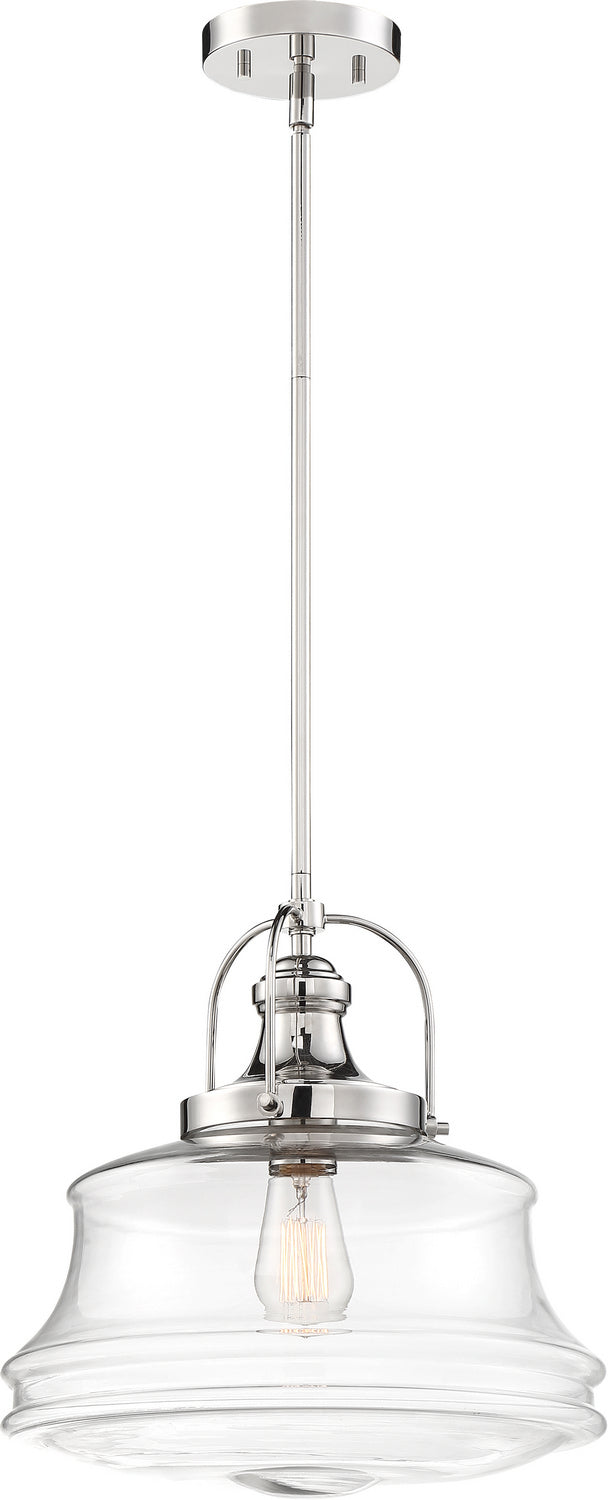 Nuvo Lighting 60-6758 One Light Pendant, Polished Nickel / Clear Glass