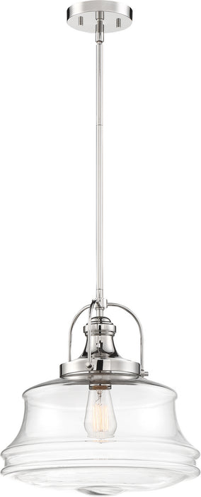 Nuvo Lighting 60-6758 One Light Pendant, Polished Nickel / Clear Glass