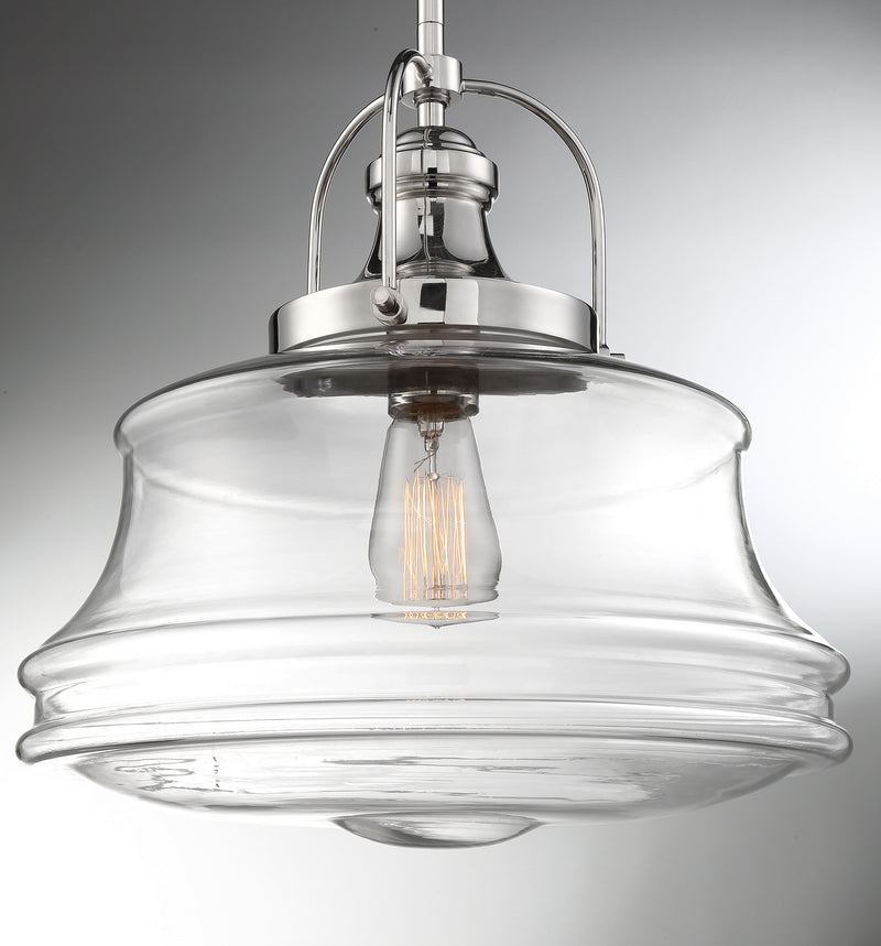 Nuvo Lighting 60-6758 One Light Pendant, Polished Nickel / Clear Glass