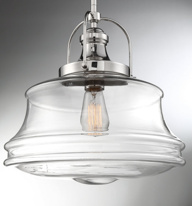 Nuvo Lighting 60-6758 One Light Pendant, Polished Nickel / Clear Glass