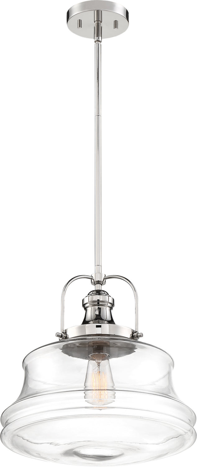 Nuvo Lighting 60-6758 One Light Pendant, Polished Nickel / Clear Glass