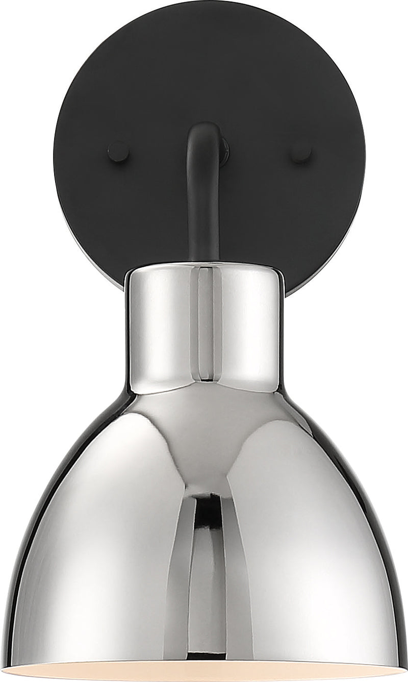 Nuvo Lighting 60-6771 One Light Vanity, Matte Black / Polished Nickel