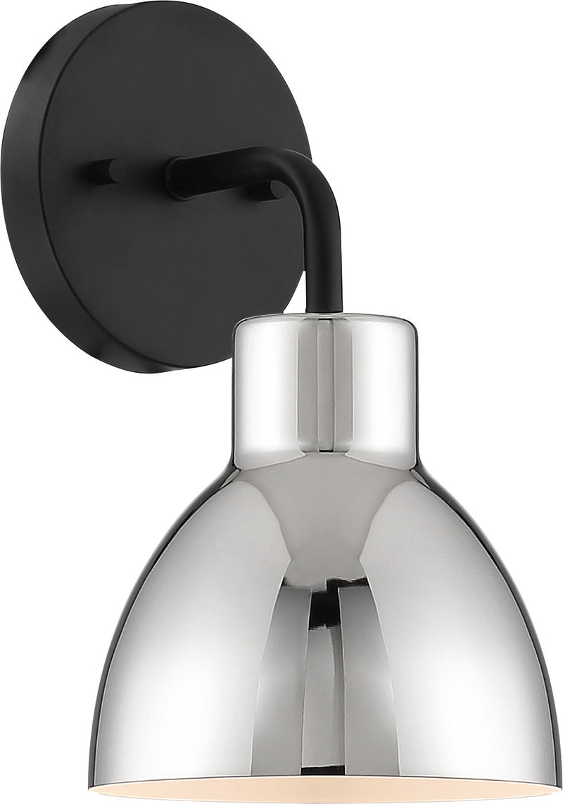 Nuvo Lighting 60-6771 One Light Vanity, Matte Black / Polished Nickel