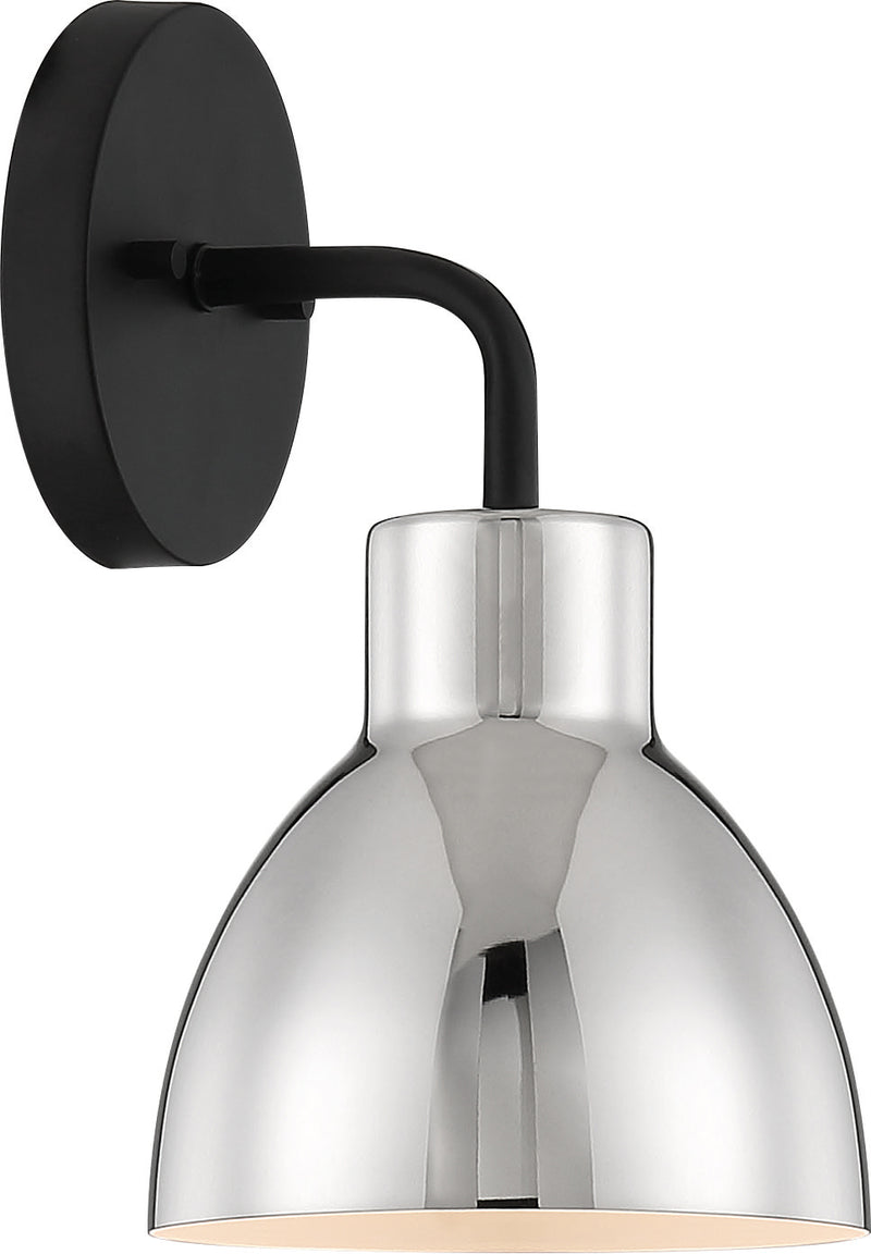 Nuvo Lighting 60-6771 One Light Vanity, Matte Black / Polished Nickel