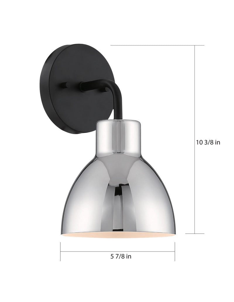 Nuvo Lighting 60-6771 One Light Vanity, Matte Black / Polished Nickel