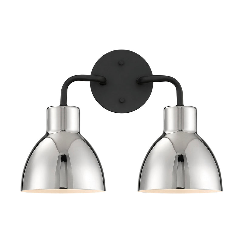 Nuvo Lighting 60-6772 Two Light Vanity, Matte Black / Polished Nickel