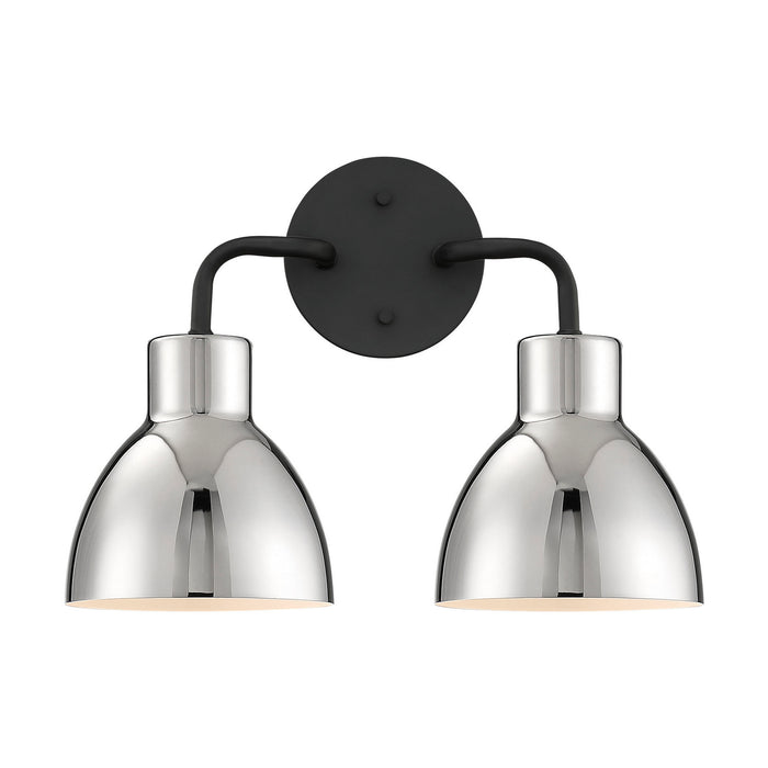 Nuvo Lighting 60-6772 Two Light Vanity, Matte Black / Polished Nickel