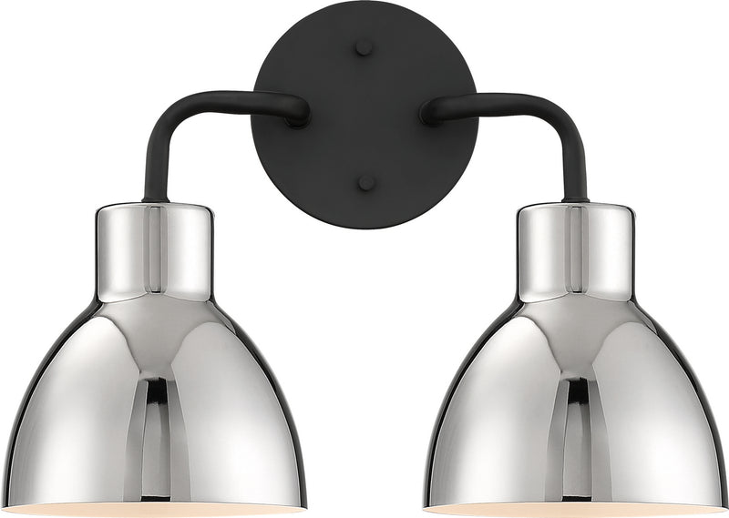 Nuvo Lighting 60-6772 Two Light Vanity, Matte Black / Polished Nickel