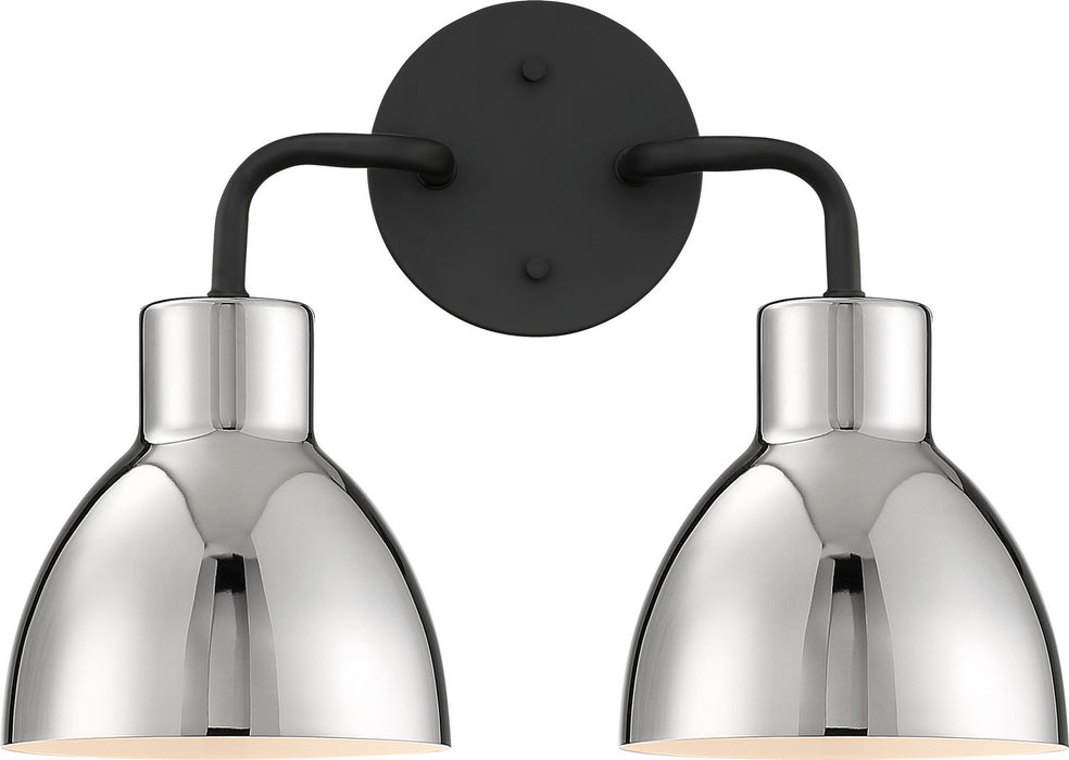 Nuvo Lighting 60-6772 Two Light Vanity, Matte Black / Polished Nickel