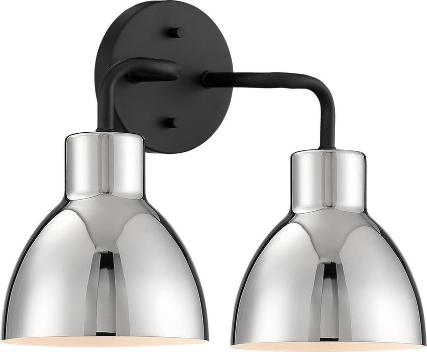 Nuvo Lighting 60-6772 Two Light Vanity, Matte Black / Polished Nickel