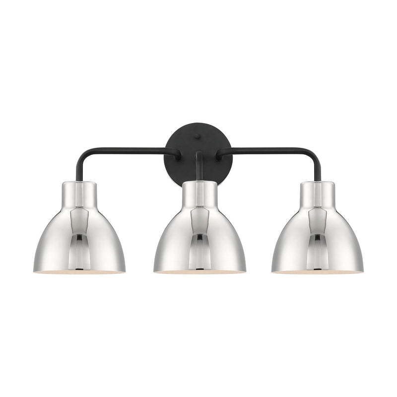 Nuvo Lighting 60-6773 Three Light Vanity, Matte Black / Polished Nickel
