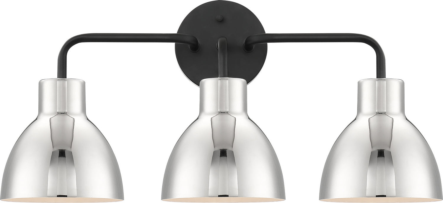 Nuvo Lighting 60-6773 Three Light Vanity, Matte Black / Polished Nickel