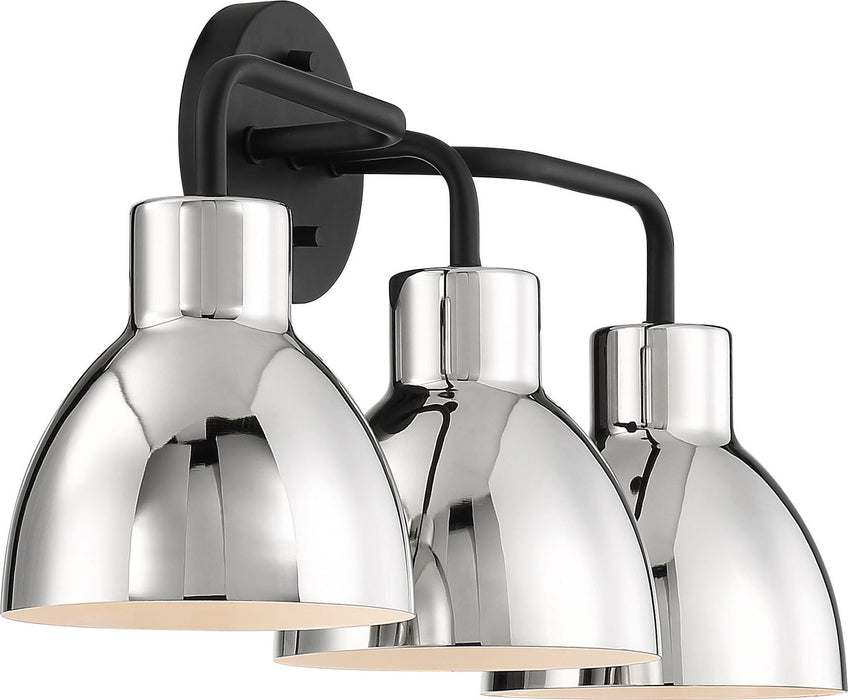 Nuvo Lighting 60-6773 Three Light Vanity, Matte Black / Polished Nickel