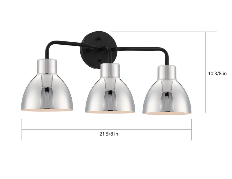 Nuvo Lighting 60-6773 Three Light Vanity, Matte Black / Polished Nickel