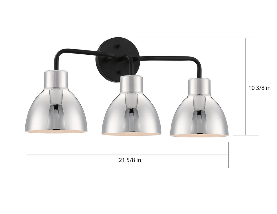 Nuvo Lighting 60-6773 Three Light Vanity, Matte Black / Polished Nickel
