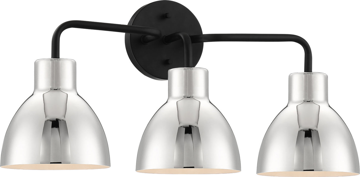 Nuvo Lighting 60-6773 Three Light Vanity, Matte Black / Polished Nickel