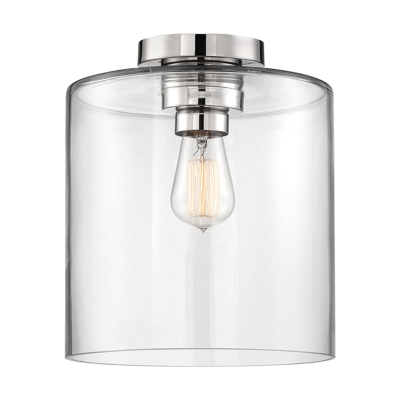 Nuvo Lighting 60-6778 One Light Semi Flush Mount, Polished Nickel / Clear Glass