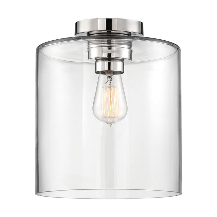 Nuvo Lighting 60-6778 One Light Semi Flush Mount, Polished Nickel / Clear Glass