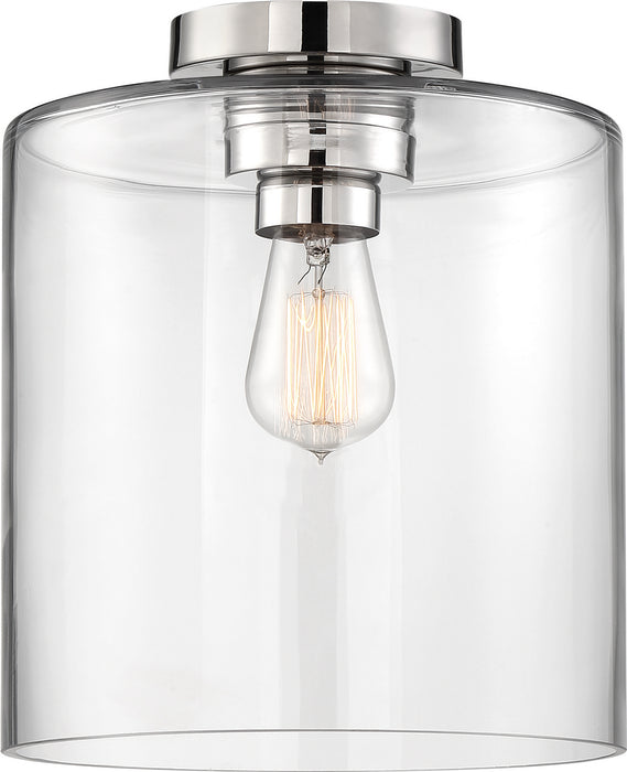 Nuvo Lighting 60-6778 One Light Semi Flush Mount, Polished Nickel / Clear Glass