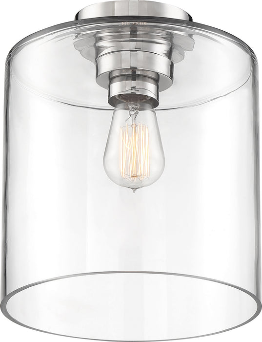 Nuvo Lighting 60-6778 One Light Semi Flush Mount, Polished Nickel / Clear Glass