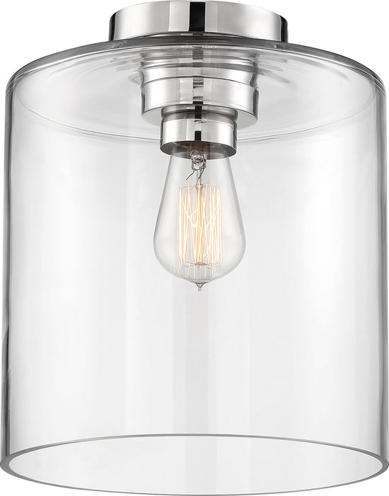 Nuvo Lighting 60-6778 One Light Semi Flush Mount, Polished Nickel / Clear Glass