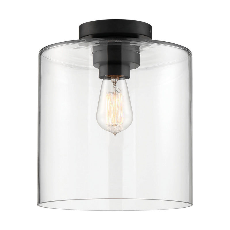 Nuvo Lighting 60-6779 One Light Semi Flush Mount, Matte Black / Clear Glass
