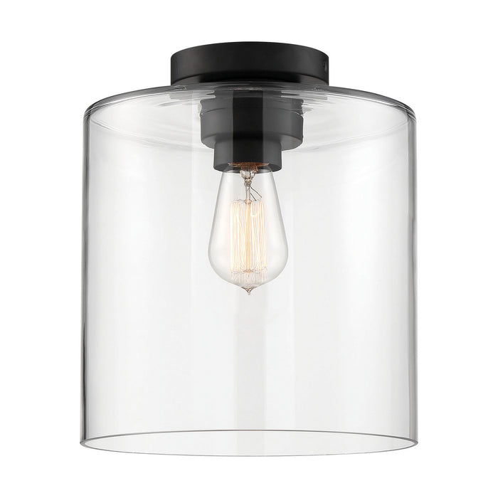 Nuvo Lighting 60-6779 One Light Semi Flush Mount, Matte Black / Clear Glass