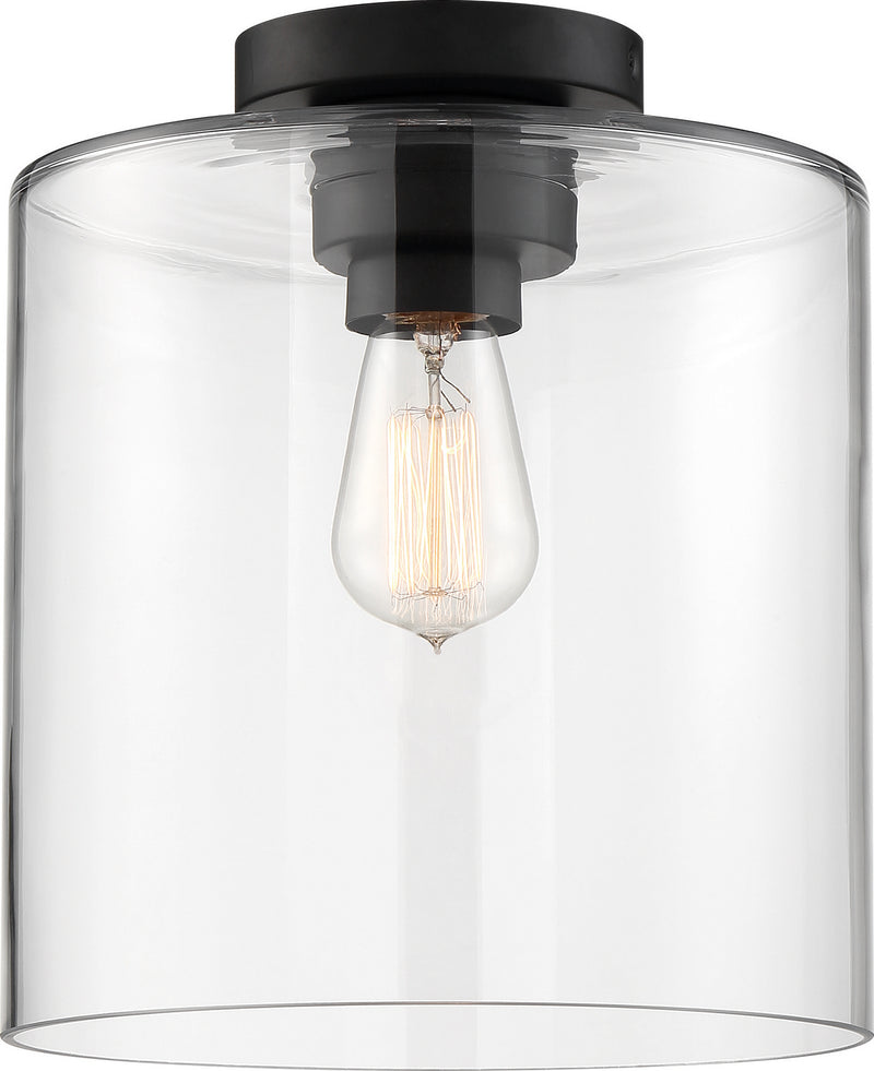 Nuvo Lighting 60-6779 One Light Semi Flush Mount, Matte Black / Clear Glass