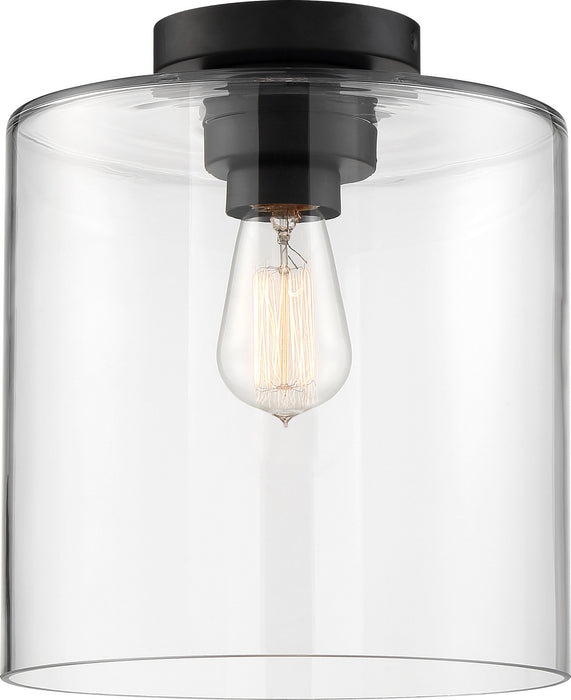 Nuvo Lighting 60-6779 One Light Semi Flush Mount, Matte Black / Clear Glass
