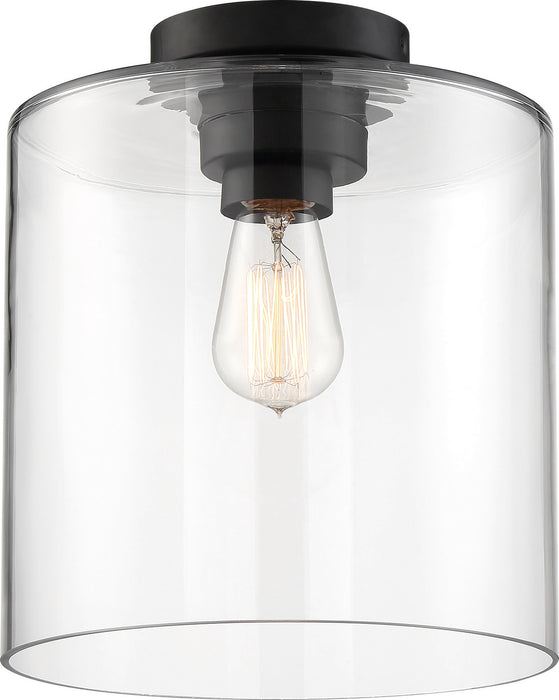 Nuvo Lighting 60-6779 One Light Semi Flush Mount, Matte Black / Clear Glass