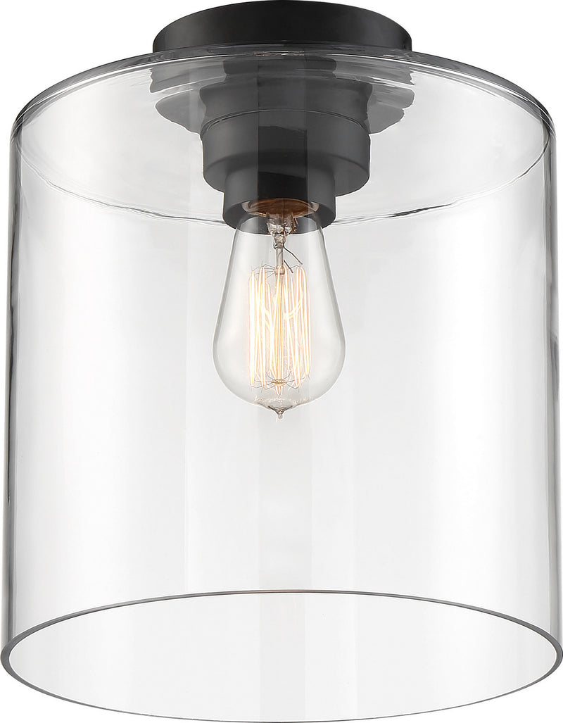 Nuvo Lighting 60-6779 One Light Semi Flush Mount, Matte Black / Clear Glass